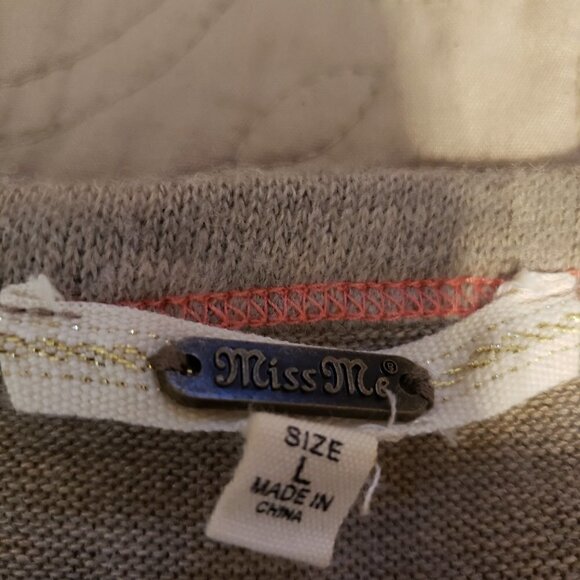 MISS Me Mixed Media Knit Stripe Pullover - Coral - Picture 5 of 11